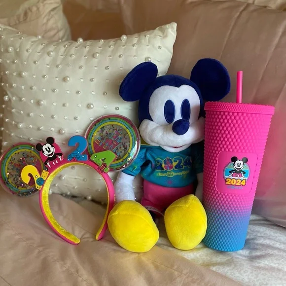 Walt Disney World 2024 Starbucks Cup, Plush, & Ear Headband Bundle